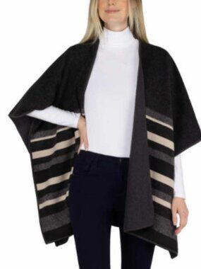 Ike Behar Women's Shawl Soft High Pile Fleece Cape Poncho Scarf Oversize Wrap